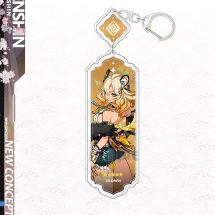 Anime Keychain Linnea Flins Durin Mualani Furina Arlecchin Key Chain Accessories Genshin Impact Cute Bag Pendant Key Ring Gift