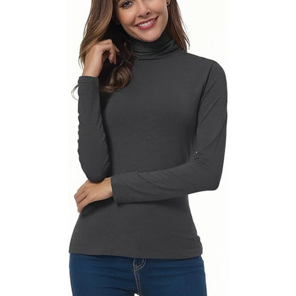 Womens Turtleneck T-Shirt Set  Soft Knit Casual Long Sleeve Tops for Spring & Fall  Stylish Basic Closet Essentials