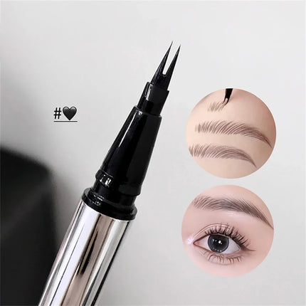 Waterproof Wild Eyebrow Pen 2/4 Separated Head Natural Brow Makeup Quick-Drying Creation of Ultra-Fine Lasting Liquid Eyebrow