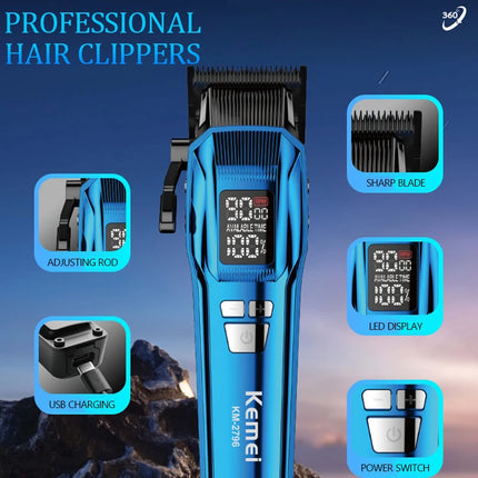 Kemei Hair Clipper 9000 RPM Professional Trimmer Adjustable Brushless Motor Haircut Machine Electric Trimmer for Men KM-2796
