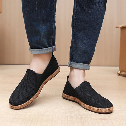 2025 Summer Men's Old Beijing Net Mesh Slip-on Casual Shoes Comfortable and Breathable Anti-slip Outsole Free Men's Shoes