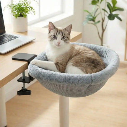 Creative Semi-Circular Cat Table Bed Detachable Soft Cat Desk Hammock Non-Slip Clamp Comfortable Folding Cat Bed Computer Desk