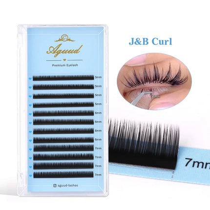 AGUUD Premium Bottom Lash J B Curl 0.03/0.05/0.07/0.10/0.15/0.20 5-6-7mm Mix 15-20mm Matte Classic Eyelash Extensions Lower Lash