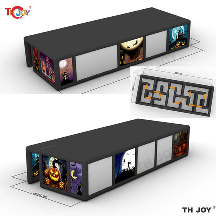 New Design Black Fun Maze Game Large Inflatable Halloween Haunted House Inflatable Haunted Labyrinth Maze for Outdoor Play