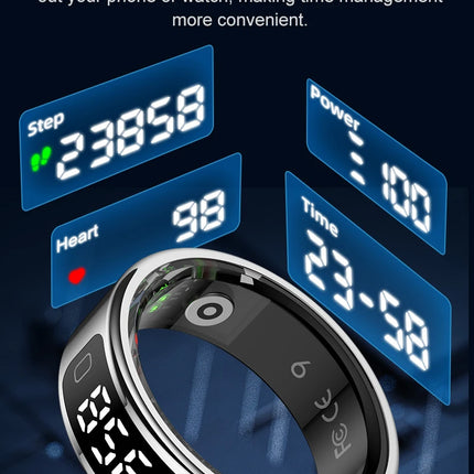 R11C Smart Ring Men Women Display Screen Gesture Swipe Video Smartring Waterproof Heart Rate Sleep Monitor Qring for Android IOS