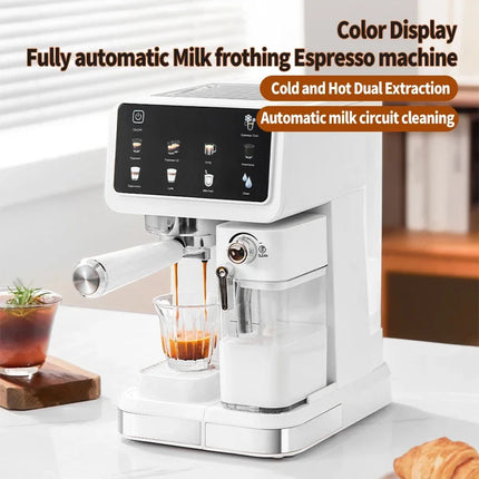 Multifunctional fancy coffee machine,Automatic milk frothing and cleaning functions,Cold/Hot Extraction ,Intelligent color scree