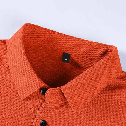New Men's Business Casual Long Sleeved Shirt Solid Color Polo Shirt Fashionable Breathable Comfortable Versatile Top