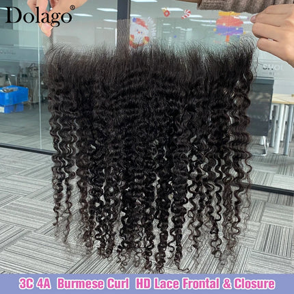 13x6 HD Lace Frontal Closure 3C 4A Burmese Curly Human Hair 2x6 4x4 5x5 6x6 Lace Closure Frontal Lace Only 13x4 Lace Frontal