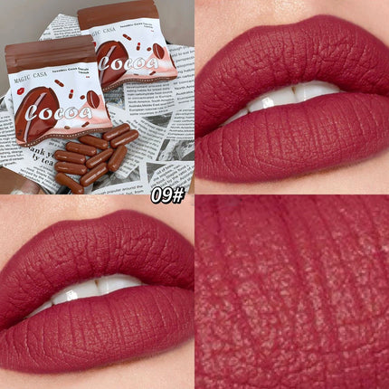 10pcs/set Mini Cocoa Lipsticks Long Lasting Velvet Matte Capsule Lipstick Natural Chocolate Solid Lip Gloss Makeup Cosmetic Gift