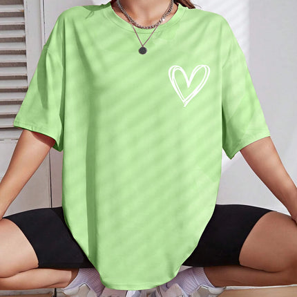 Simple Love Printed Womens T Shirts Summer Breathable Clothes Casual Fashion Short Sleeve Street Oversized All Match T-Shirts