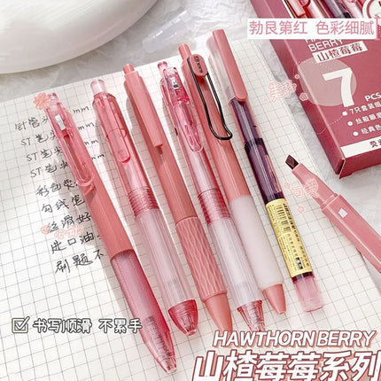 7 pieces/box Minimalist Transparent 0.5mm Gel Pen Fashion Office Signature Pen Creative Multifunctional