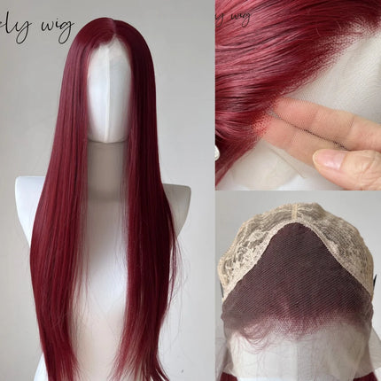 Ashely Pink Lace Front Wig 26“ 13x4 Lace Frontal Wigs Long Straight Heat Resistant Fiber Synthetic Wig for Mira Cosplay