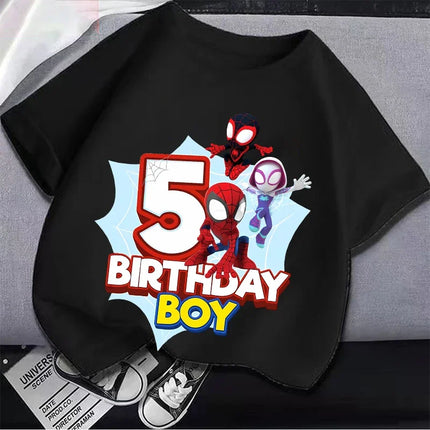 Marvel Spider-Man Digital Print Summer Boys Girls T-Shirt Suitable Street Wear 100% Cotton Breathable Soft Short-Sleeved Top