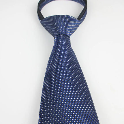 Zipper Ties for Men 8CM Neck Tie Solid Striped  Dots Neckties Men's Automatic Extra Long Navy Blue Lazy Tall Ties Wedding Gift
