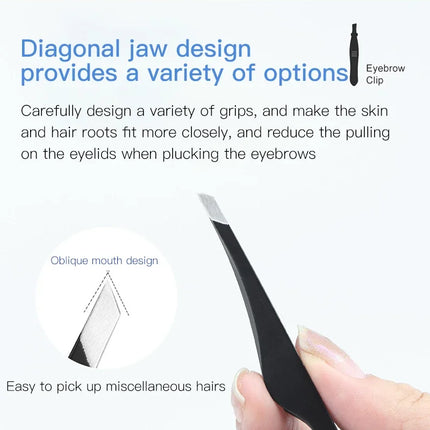 Hair Removal Tweezers Stainless Steel Eyebrow Tweezers Slant Tip Point Tip Flat Tip Rose Gold Silver Black Cosmetic Makeup Tools