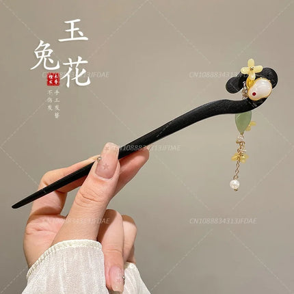 Chinese Style Hair Stick Glowing Lotus Lantern Hairpin Women Ancient Style Palace Lantern Hair Stick Flower Tassel Hair Insert