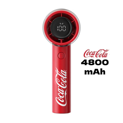 Coca-Cola Portable Handheld Fan,5-Speed Precision With LED Display 4800mAh Rechargeable 25 Hour Cooling Power For Travel School