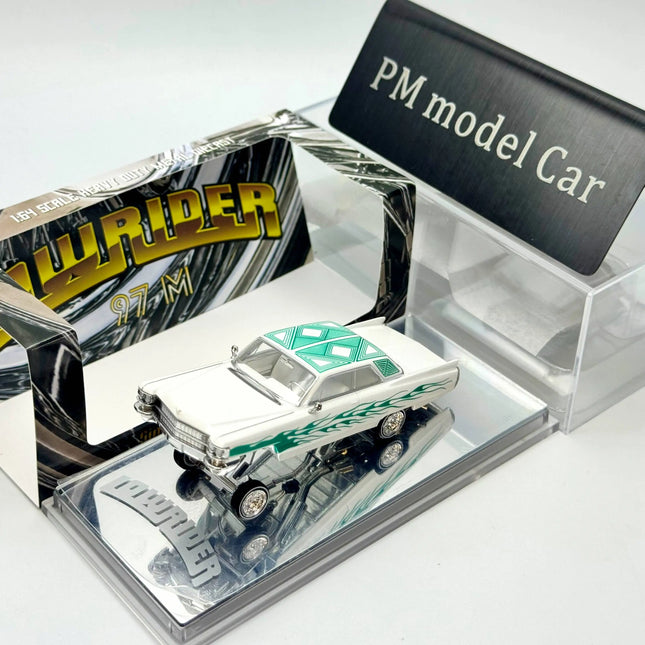 [In Stock] 97M 1:64 Cadillac DeVille Low Rider Hydraulic Chassis Modified Version New Color Alloy Diecast Model Car