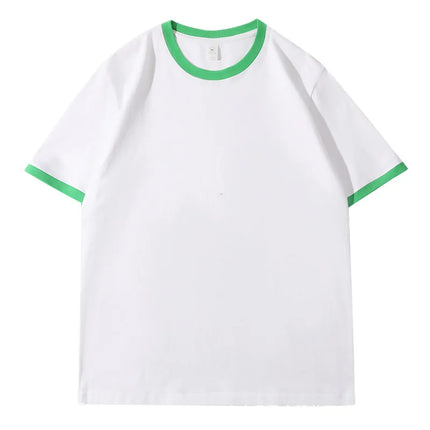 210G Heavy Cotton Men's T-shirt Edge-bumping O-Neck Short-sleeved Man T shirt Contrasting Color Splicing Men T-shirt Tops Tees