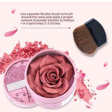 Rare Beauty 3D Petal Rose Blush Shimmer Makeup Highlighter with Real Rose Flower Gift Rubor Forma Rosa long lasting For Women