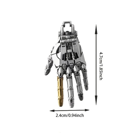 Mechanical Bionic Hand Pendant with Movable Fingers Steampunk Keychain Gothic Punk Robot Hand Jewelry Accessory Gift