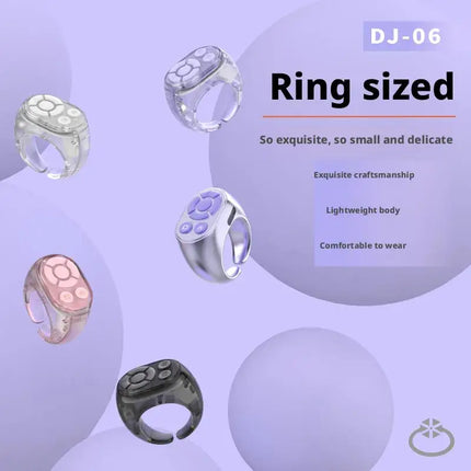 Transparent Scrolling Ring Remote for TikTok YouTube Instagram Video Scroller Page Turner Clicker Bluetooth Camera Shutter