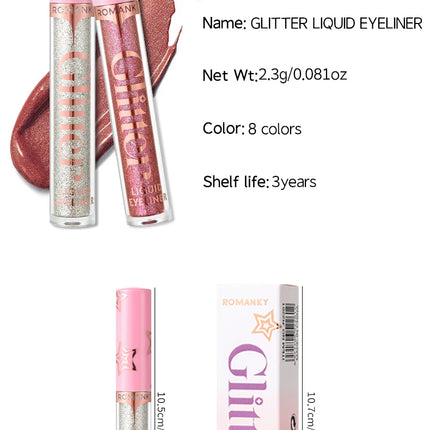 Glitter Liquid Eyeliner Pencil Flash Dazzling Eyeshadow Pearlescent Outline Pen Long Lasting No Smudge Women's Makeup Gifts