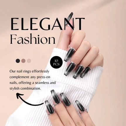 New 10 Pieces Sets Thin Nail Rings Daily Fingertip Protective Cover Trendy Ring Jewelry Gift to Girlfriend Manicure 3 Colors