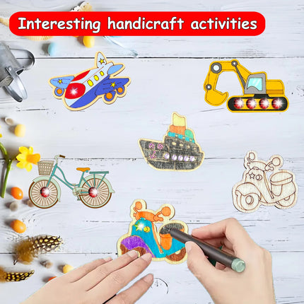 398PCS car wooden crafts set, transportation wooden crafts set, birthday crafts gift, suitable for DIY crafts for girls/boys