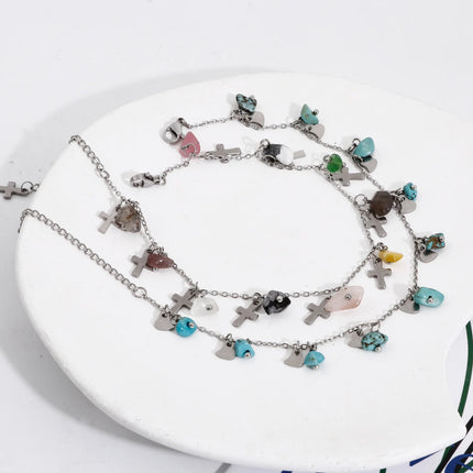 201 Stainless Steel Link Cable Chain Anklet Silver Color For Women Summer Beach Barefoot Jewelry 22.5cm(8 7/8") long, 1 Piece