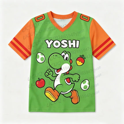 Boys Girls Family T-shirt Tops Summer Cartoon Yoshi Men's Women's Short Sleeve T-shirt Tops