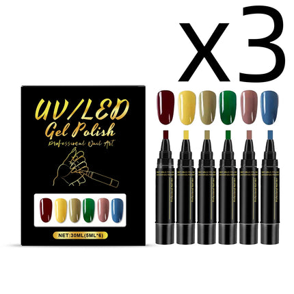 6 Color Nail Polish Pen Bright Color Smooth Drawing Quick Dry Long Wear Easy Grip Portable DIY Nail Creation Nail Art Pens Set