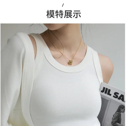 New Women Solid Round Neck Ribbed Tank Top Camisole Women Summer Basic Elastic TankTop One-piece Vest with Chest Pad Y2k