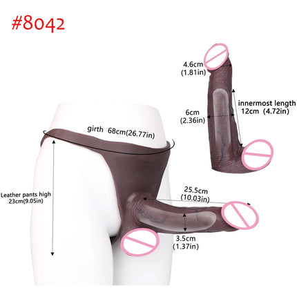 FAAK Wearable Black Penis Sleeve Silicone Panties Strap On Dildo Harness Hollow Dildo Realistic Cock Enlarger Sex Toys For men