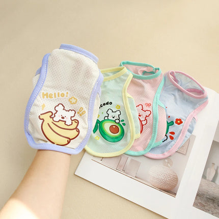 Dog Summer Cooling Outing Vest Pet Ice Silk Cool Clothes Cartoon Fruit Animal Printed Clothing XS-6XL