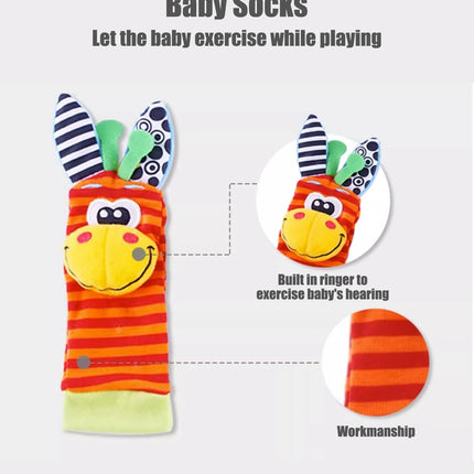 4pcs/Set Baby Infant Wrist Rattle Socks Toys 0-12 Month Girl Boy Early Educational Development Cute Toddlers Sensory Gifts