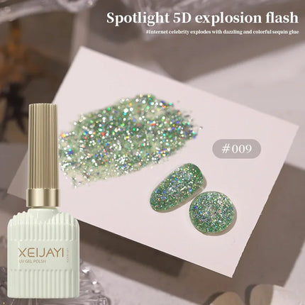 10 Colors Holographic Glitter Gel Nail Polish Spring Color Sparkling Sequins Soak Off Uv Led Varnish Nail Art Diy