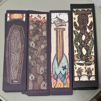Double-embossed Dark Surrealism Pillars Deck Travis Lawrence 4*16cm - 36 Pcs Surreal Occult Symbolism Illustration Cards