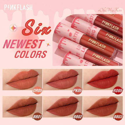 PINKFLASH Lipgloss Matte Lipstick Soft Moisturizing Red Nude Pink Melting Lip Cream Waterproof Makeup Not Fade Lip Gloss Liptint