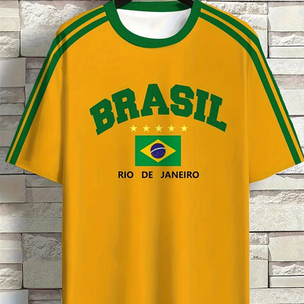 Summer Men's T-shirt with Brazilian print crewneck Casual and comfortable T-shirt as a gift Outdoor short-sleeved summer T-shirt