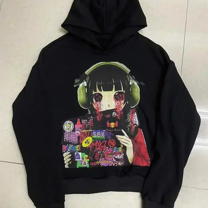 Harajuku Drolandmiller Green Kiss Hoodies Women Gothic Punk Streetwear Grunge Sweatshirt Oversized Hip Hop Hoodie Y2k Clothes