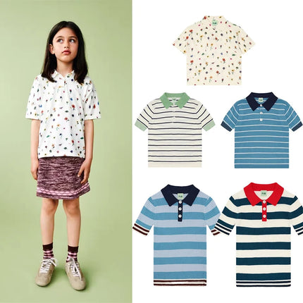 Children's Tops 2026 SS New Arrival Ins Style Popular Children's Clothing FUB Boys and Girls Knitted Collared Polo Shirt