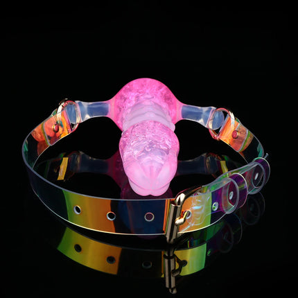 LEZEE Multi-color Open Mouth Gag Breathable Ball Gags Colorful Environmental Protection Belt Crystal Oral Ball For Role-playing