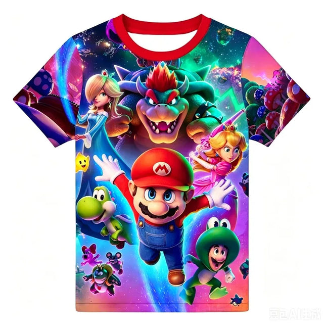 Super Mario Bros 3D Print T-shirt Adults Children/Youth Mario Peach Sonic Game Cartoon Short Sleeve Tee Streetwear Casual Tops