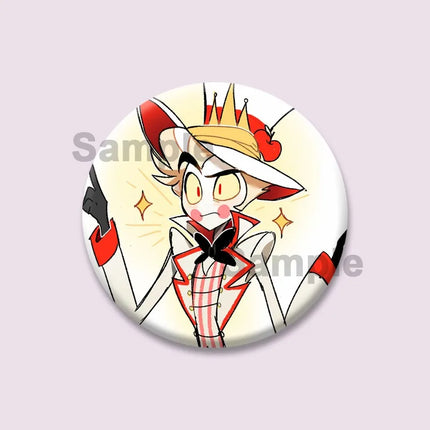 Lucifer Alastor Duckies Soft Button Pins DIY Round Snap-in Brooches Backpack Shirt Accessories  Customize Cartoon Cosplay Badge