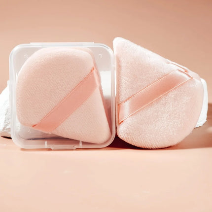 2/6Pcs Velour Puff & Fan Set w/Ergonomic Case | Hydrophilic Blenders for Cream/Powder | Multi-Color Travel Makeup Kit