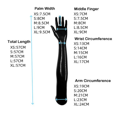 Black Long Latex Gloves for Women Men,Fetish Natural Rubber Gloves Cosplay Costume Party Clubwear