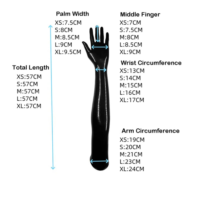Black Long Latex Gloves for Women Men,Fetish Natural Rubber Gloves Cosplay Costume Party Clubwear