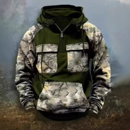 2025 New Men's Camouflage Tactical Workwear Casual Zipup  Pullover Autumn and Winter Outdoor Sports Men's Military Hooded Jacket