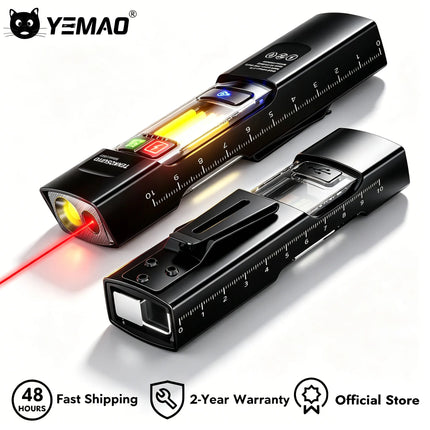 Triple Light Source EDC Flashlight Red Beam Night Vision 680 Lumens Max Stepless Dimming Magnetic Base USB Charging